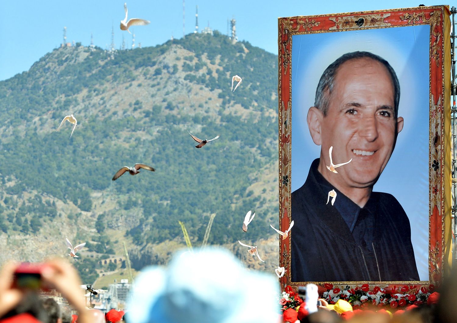 Il sorriso di padre Pino Puglisi nel giorno della beatificazione, il 25 maggio 2013