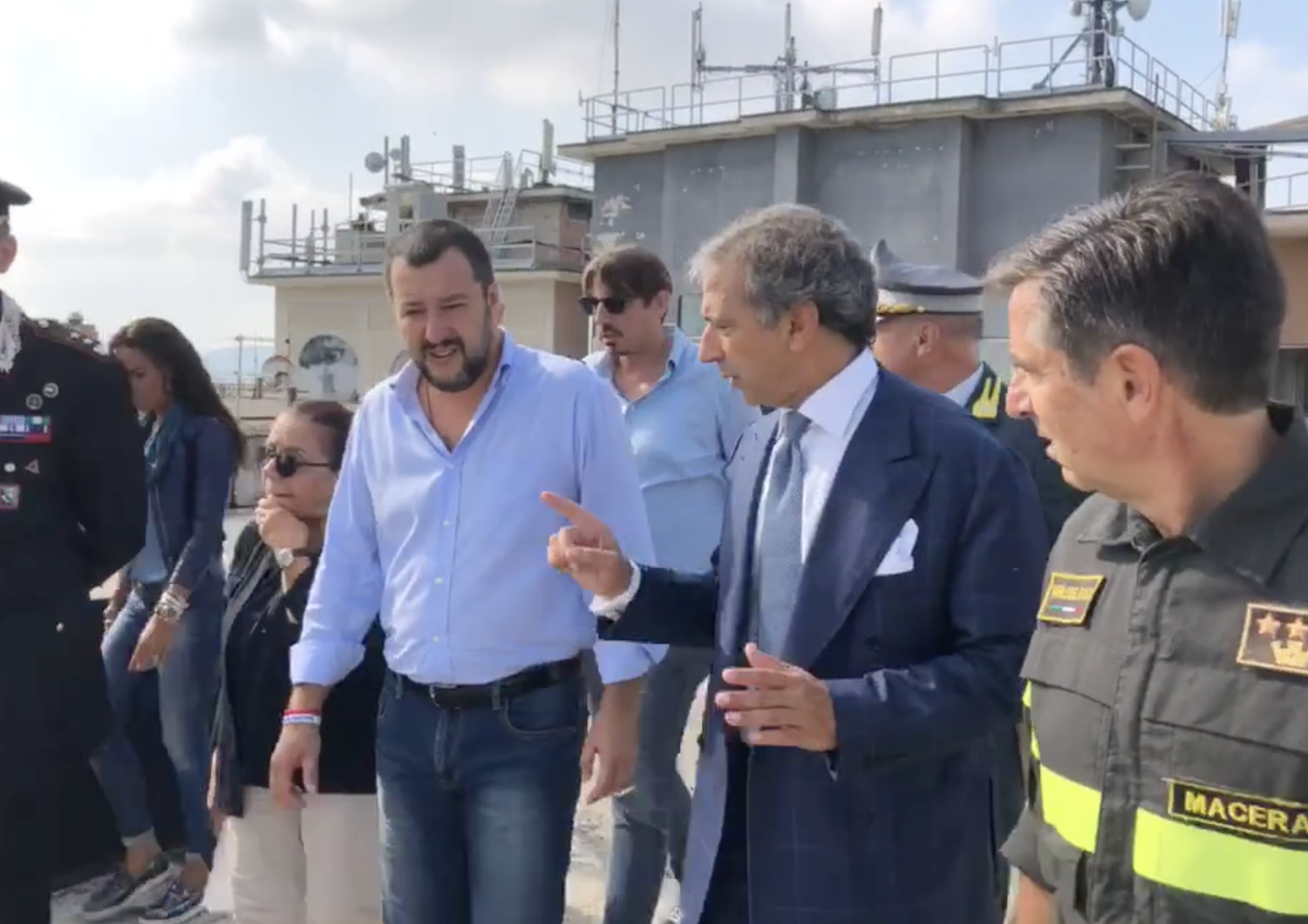 &nbsp;Matteo Salvini con il questore di Macerata, Antonio Pignataro