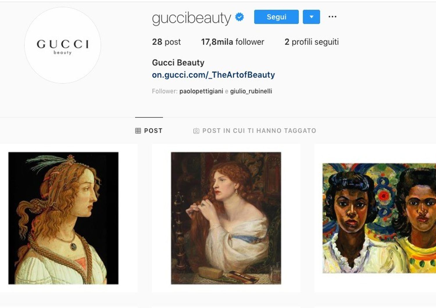 Altro che modelle o&nbsp;influencer. Su Instagram&nbsp;Gucci&nbsp;racconta la bellezza&nbsp;attraverso&nbsp;la storia dell&rsquo;arte