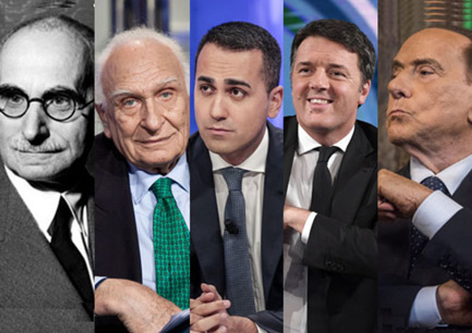 Einaudi, Pannella, Di Maio, Renzi, Berlusconi