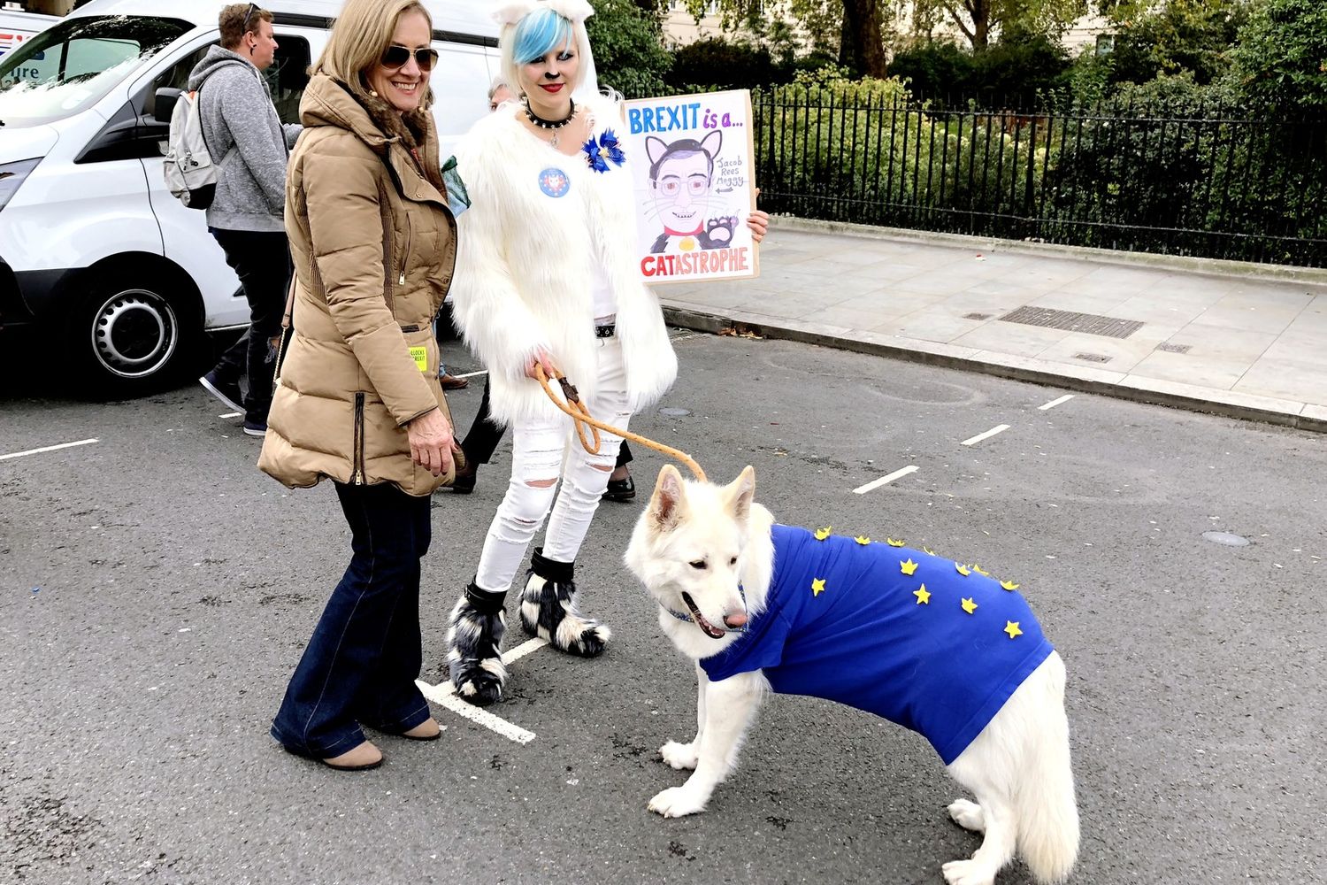 &nbsp;Un momento della manifestazione 'canina' contro la Brexit