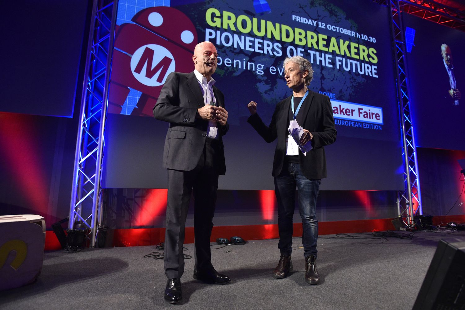 L'Ad di Eni, Claudio Descalzi e Riccardo Luna alla Maker Faire di Roma