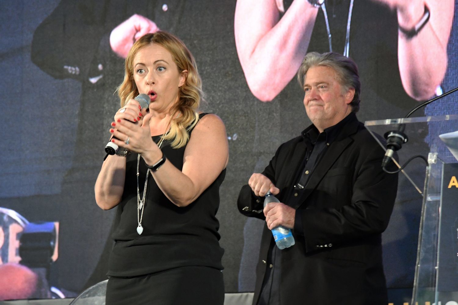 &nbsp;Giorgia Meloni e Steve Bannon