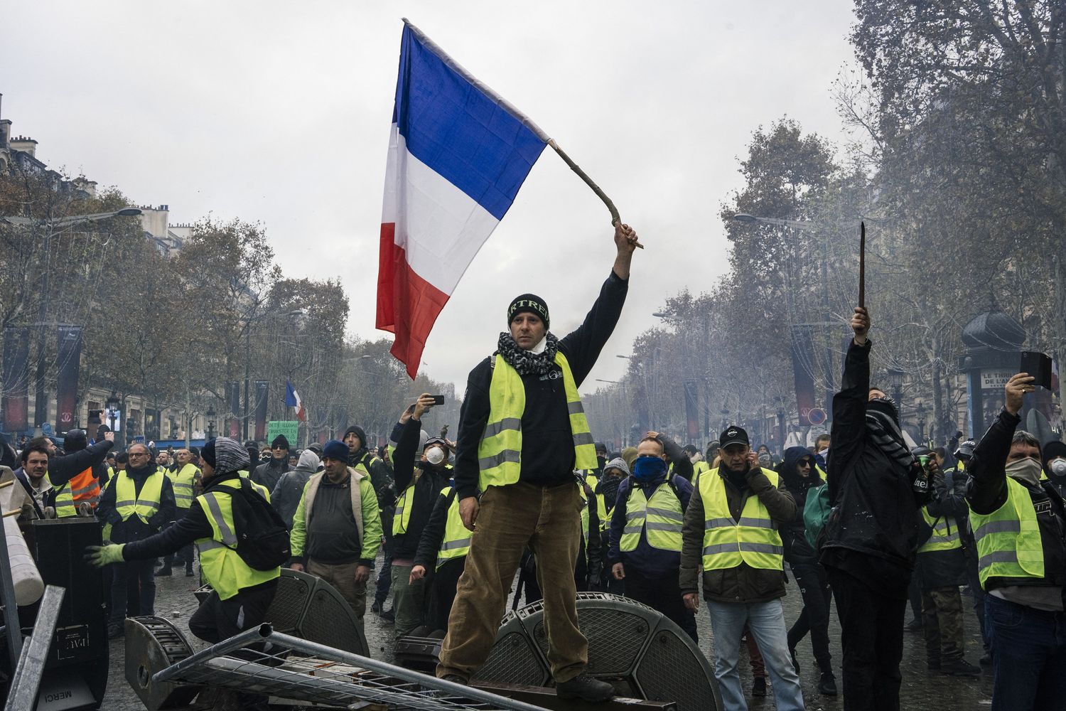 &nbsp;Un momento della manifestazione dei gilet gialli