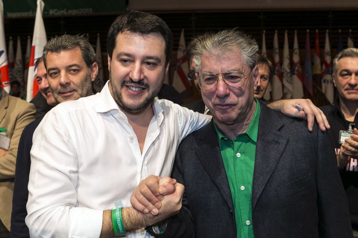 &nbsp;&nbsp;Matteo Salvini e Umberto Bossi al Congresso Federale Lega Nord, il15 dicembre 2013.
