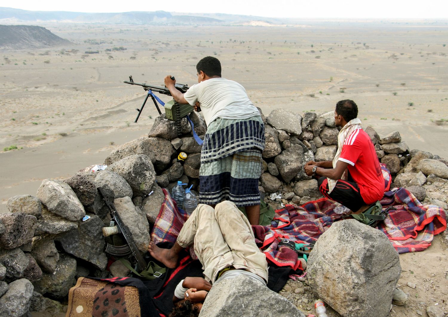 Guerriglieri in Yemen, Taiz. Immagine d'archivio