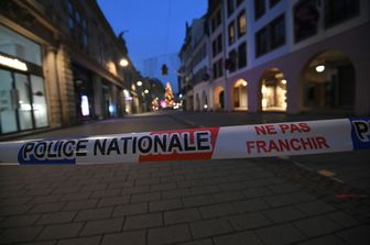 &nbsp;Una via del centro di Strasburgo chiusa dopo l'attentato