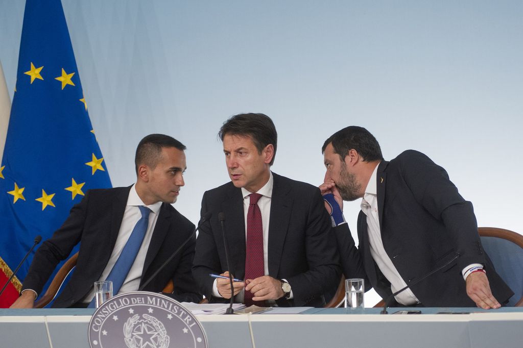 &nbsp;Luigi Di Maio, Giuseppe Conte e Matteo Salvini