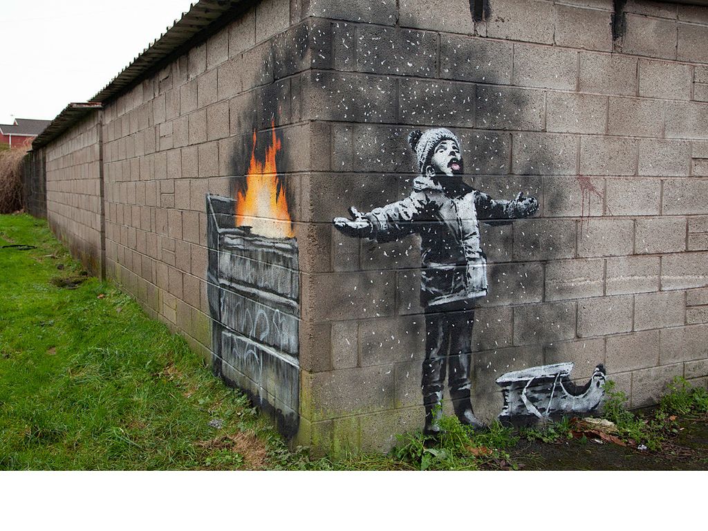 &nbsp;L'opera di Banksy comparsa sul muro di una rimessa a Port Talbot, in Galles
