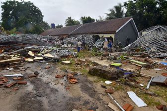 &nbsp; I danni causato dallo tsunami a Carita, in Indonesia