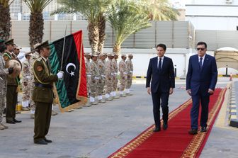 &nbsp;Giuseppe Conte e Fayez Al Serray durante la visita del premier in Libia