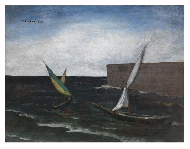 C. Carr&agrave;, Vele nel porto (1923)