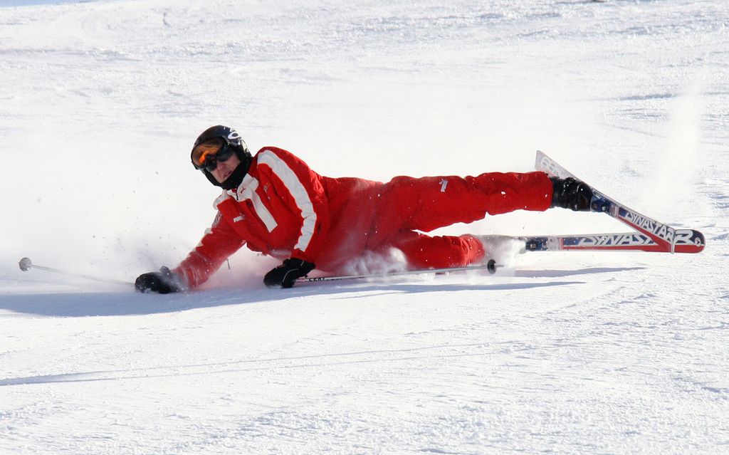 &nbsp;Michael Schumacher durante una caduto in slalom gigante nel gennaio del 205 a Madonna di Campiglio