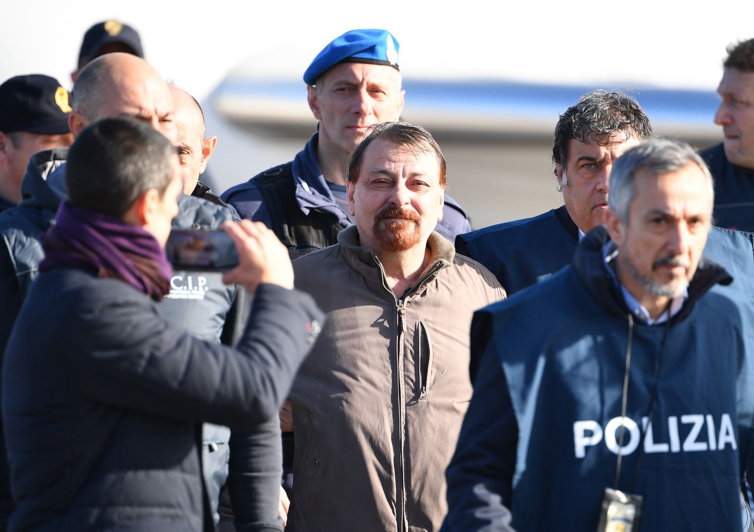 &nbsp;Cesare Battisti all'arrivo a Ciampino