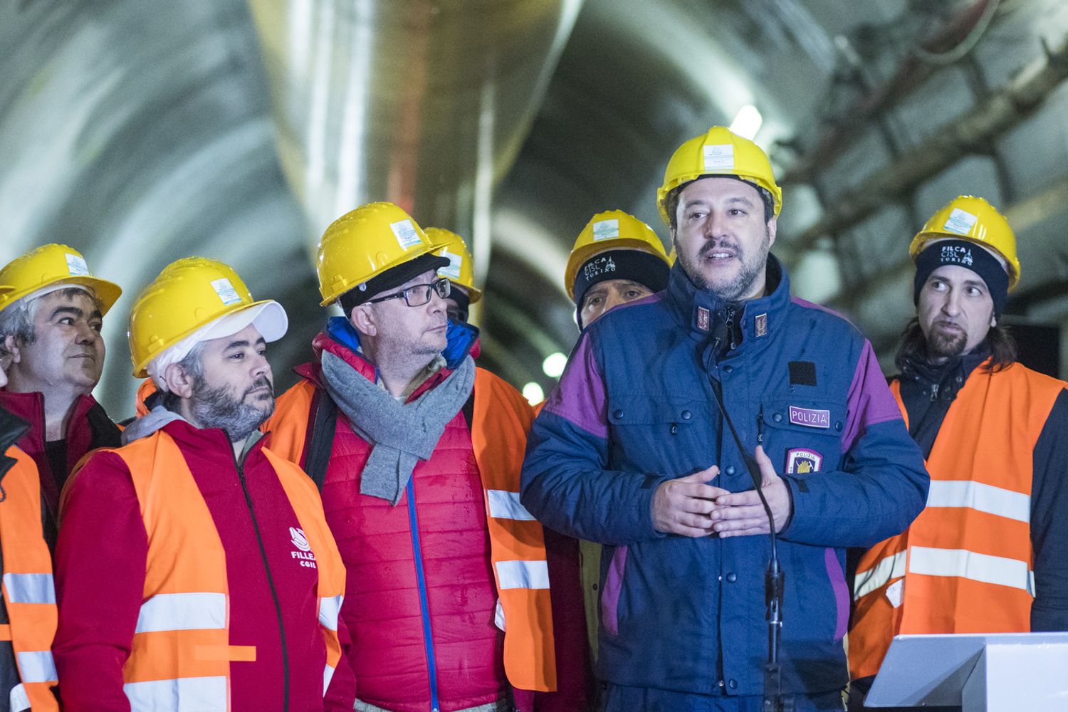 Matteo Salvini nel cantiere della Tav