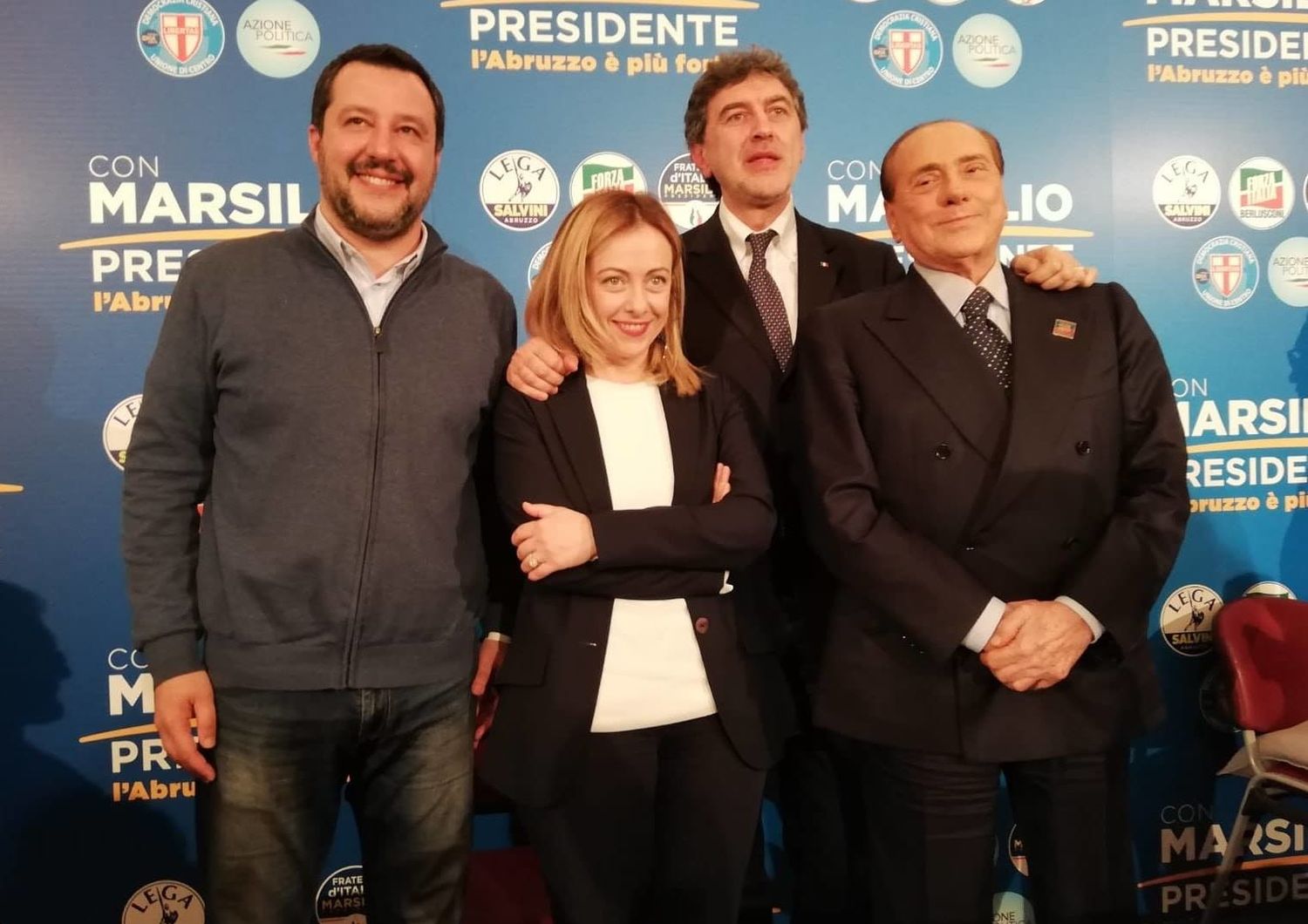 Salvini, Meloni, Marsilio e Berlusconi