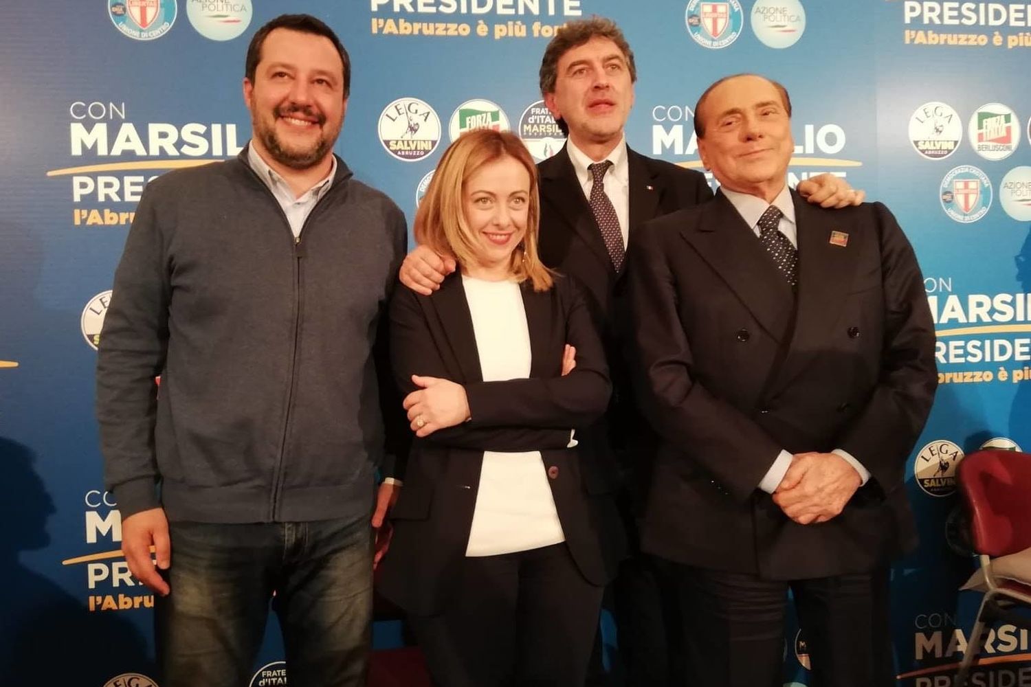 Salvini, Meloni, Marsilio e Berlusconi