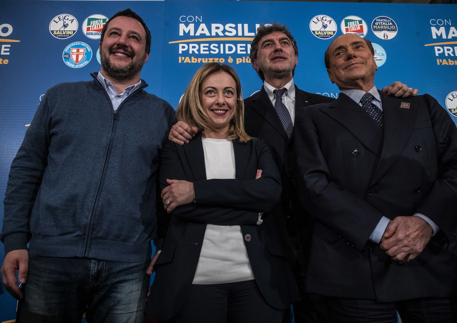 Salvini, Meloni, Marsilio e Berlusconi