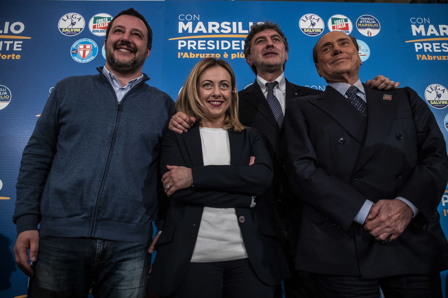Salvini, Meloni, Marsilio e Berlusconi