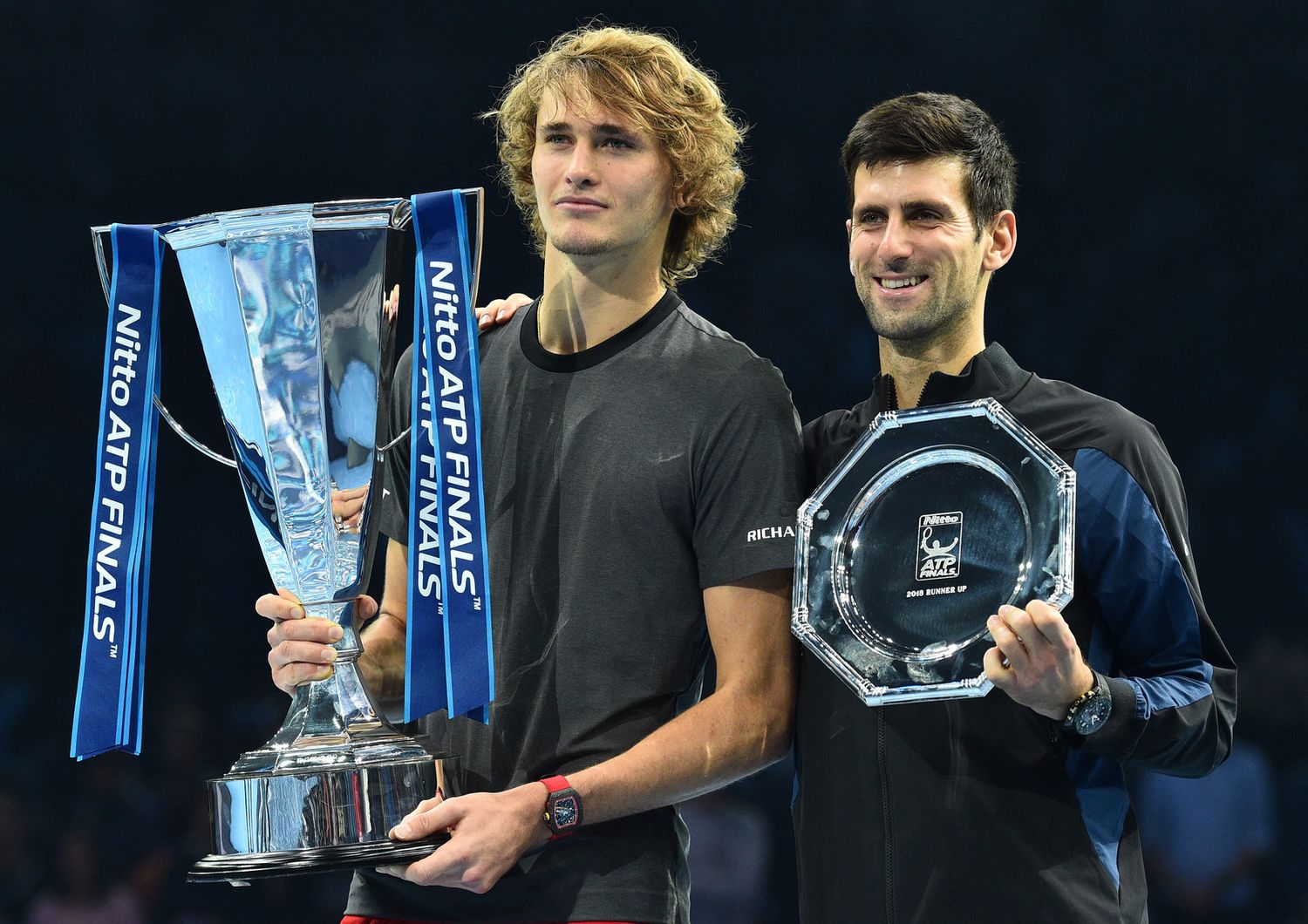 Sasha Zverev e Novak Djokovic, vincitore e finalista delle ultime Atp Finals di Londra 2018