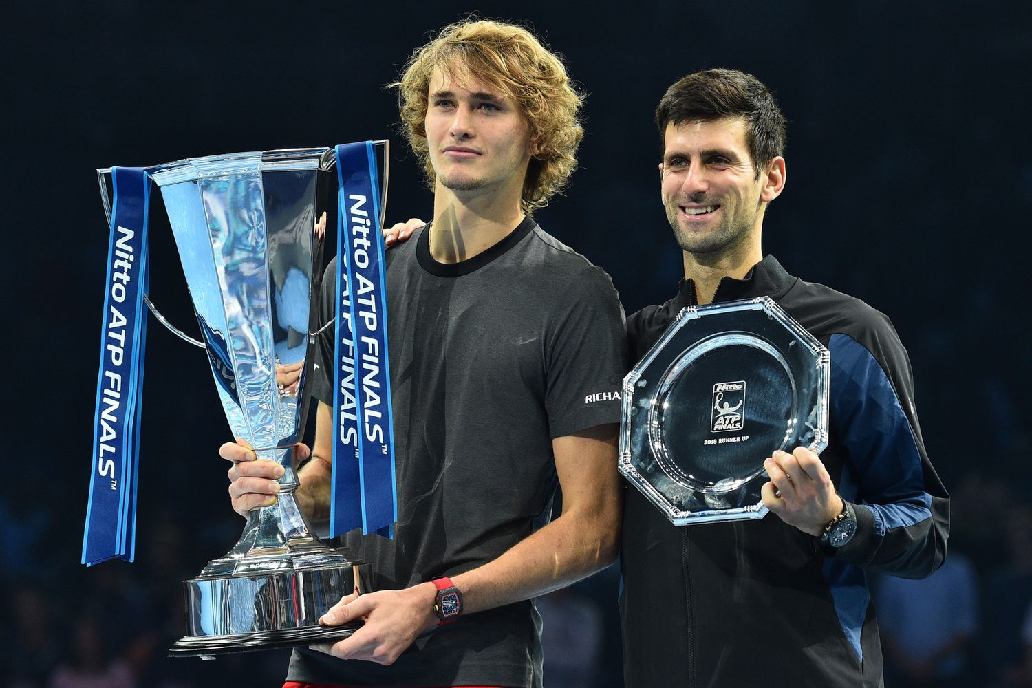 Sasha Zverev e Novak Djokovic, vincitore e finalista delle ultime Atp Finals di Londra 2018