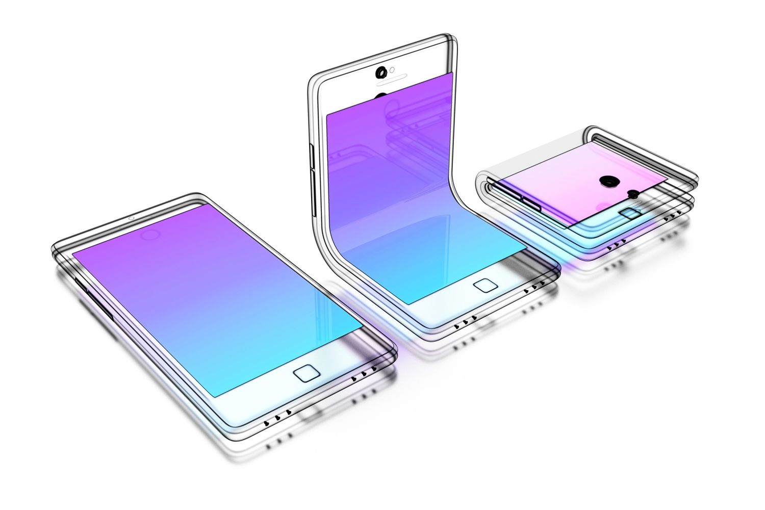 Un progetto di smartphone pieghevole, illustrazione