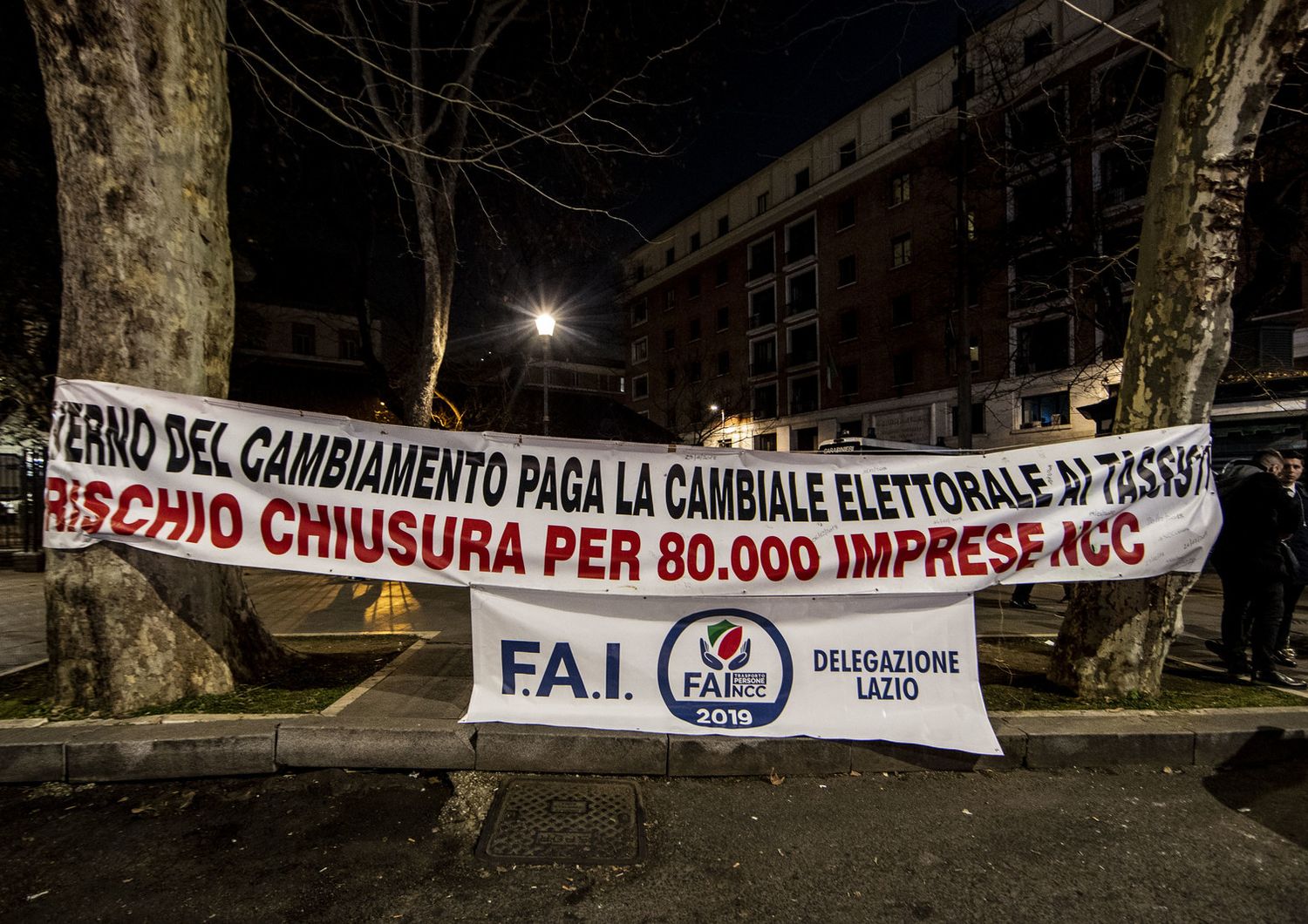 Una manifestazione di protesta degli Ncc a Roma