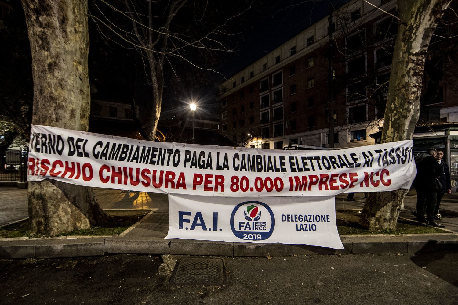 Una manifestazione di protesta degli Ncc a Roma