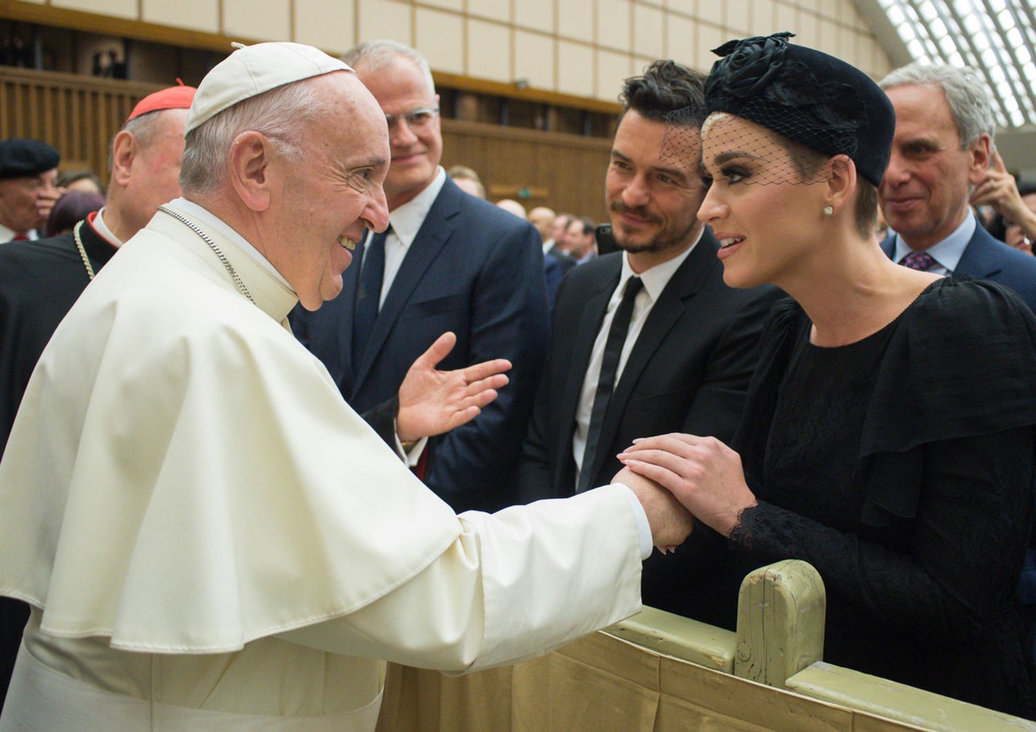 Papa Francesco con Katy Perry e Orlando Bloom