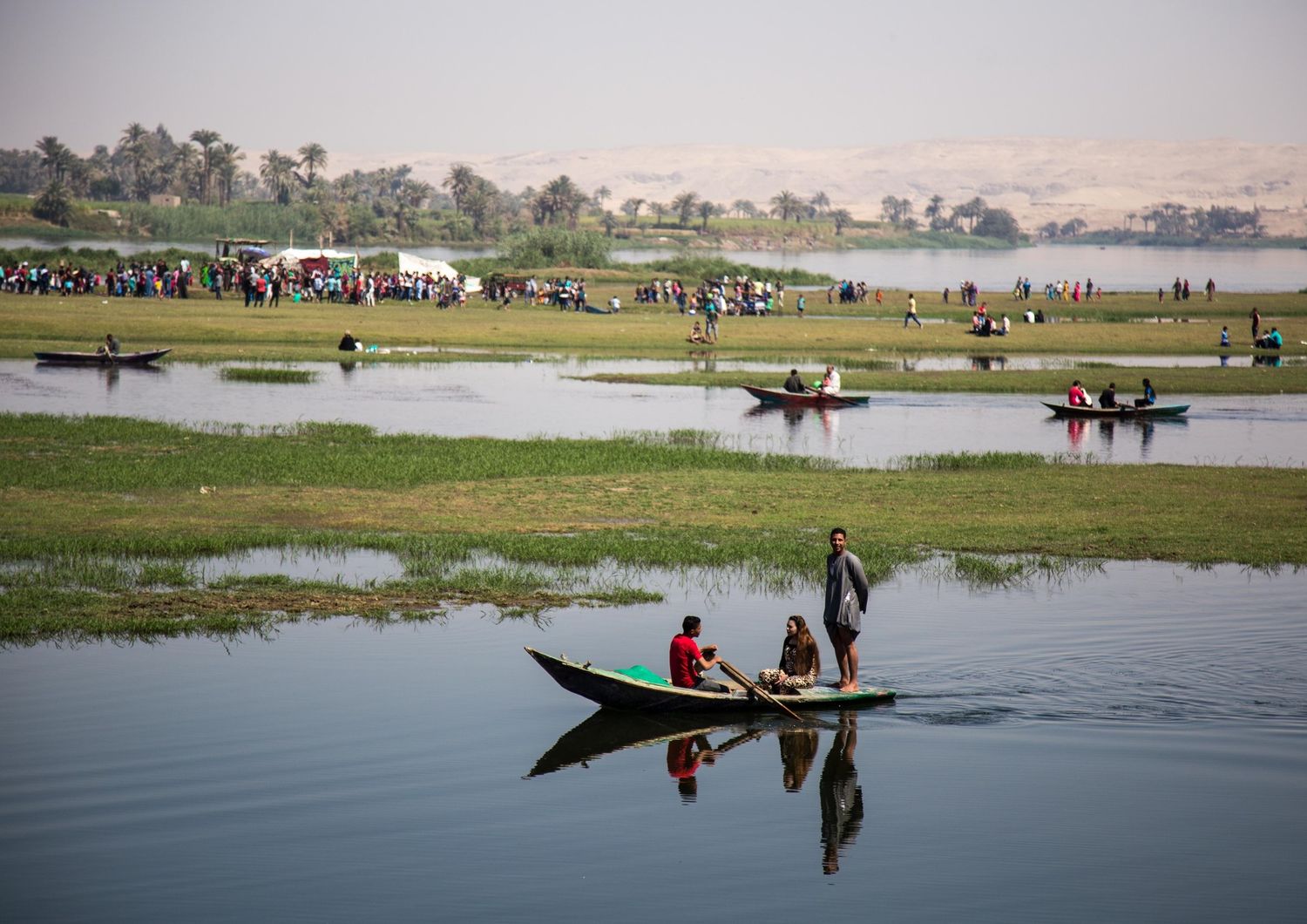 &nbsp;Egitto, barche sul Nilo per la festa di primavera (Ibrahim Ezzat/AFP)