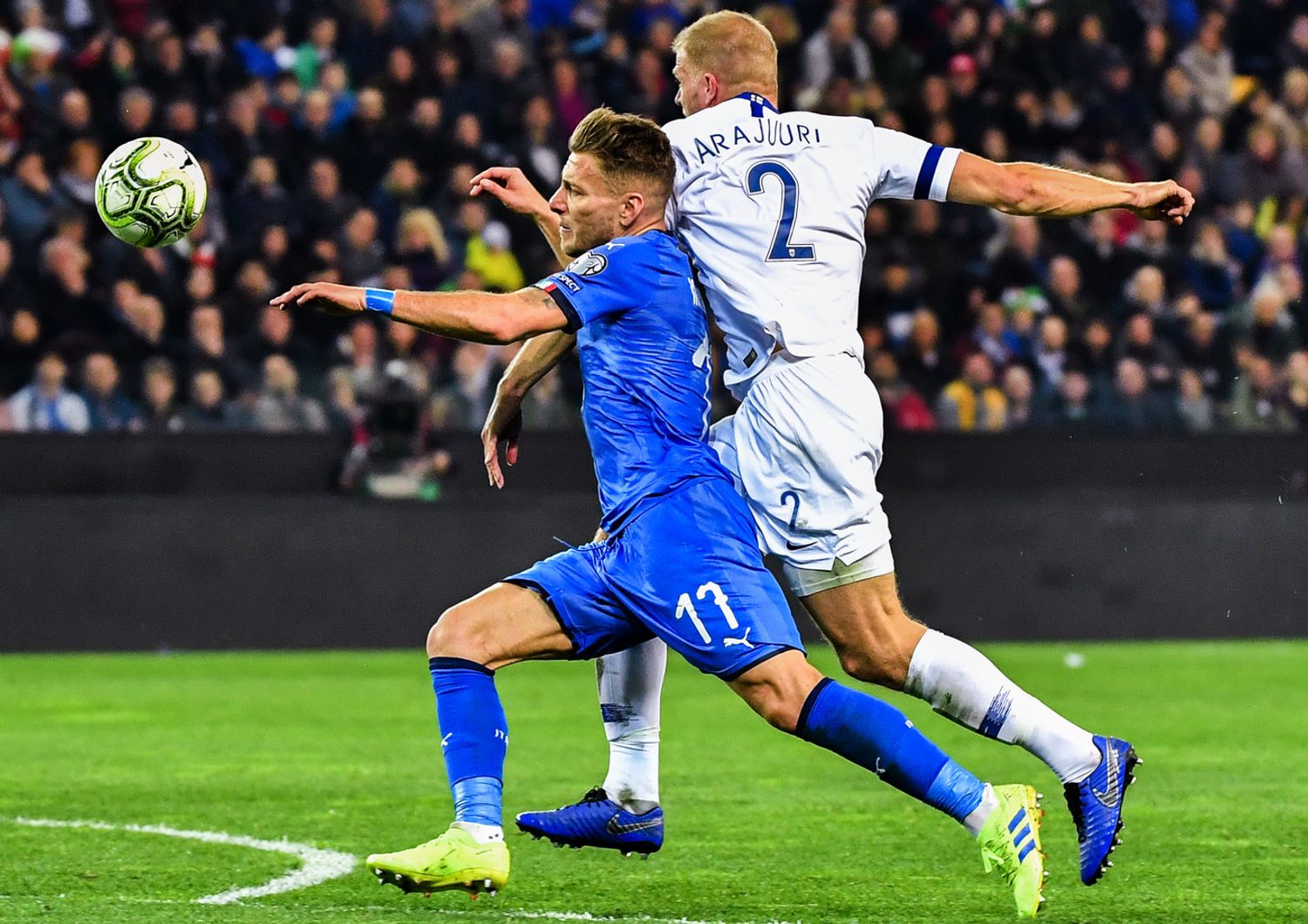 &nbsp;Calcio, Ciro Immobile in Italia-Finlandia (2-0) del 23 marzo 2019 (Andreas Solaro/AFP)