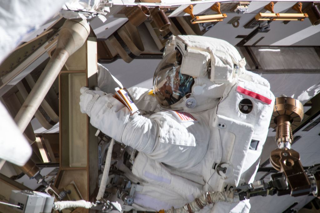 &nbsp;L'astronauta Usa Anne McClain, che deve rinunciare alla passeggiata spaziale per sole donne per mancanza di una tuta della taglia adatta (AFP Photo/NASA)