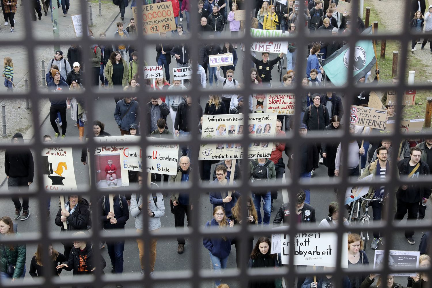 Una manifestazione a Berlino del 23 marzo 2019 contro la riforma del copyright votata dall'Ue&nbsp;