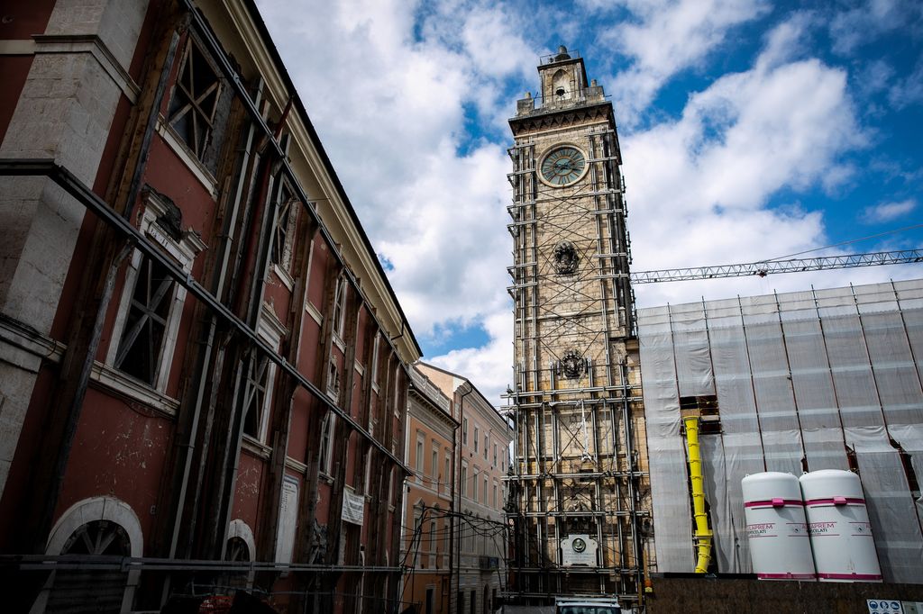 &nbsp;Lavori di ricostruzione a L'Aquila, aprile 2019