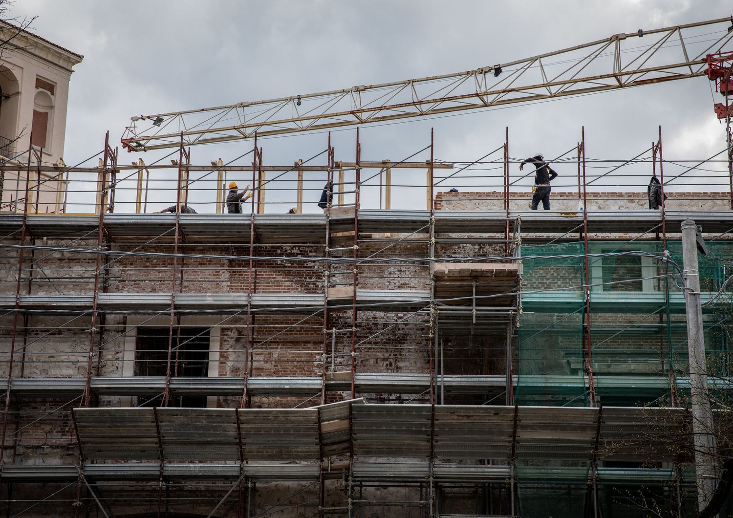 &nbsp;Lavori di ricostruzione a L'Aquila, aprile 2019