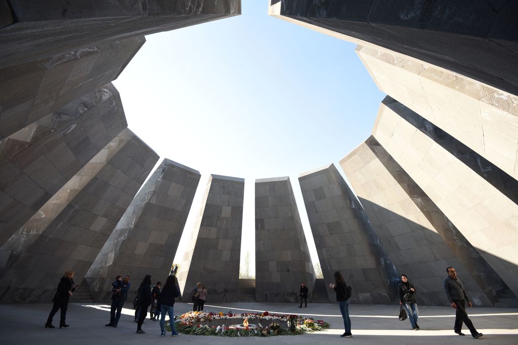 &nbsp;Yerevan (Armenia), monumento alle vittime del genocidio degli armeni del 1915-17 (Karem Minasyan/AFP)