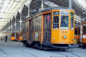 Un deposito di tram a Milano