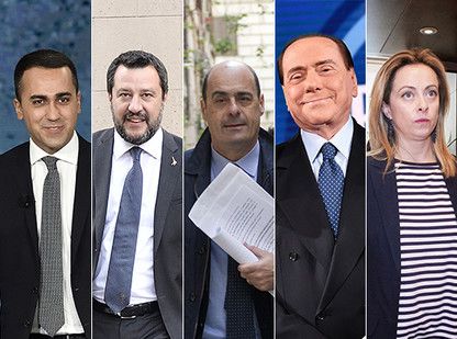 Di Maio, Salvini, Zingaretti, Berlusconi, Meloni