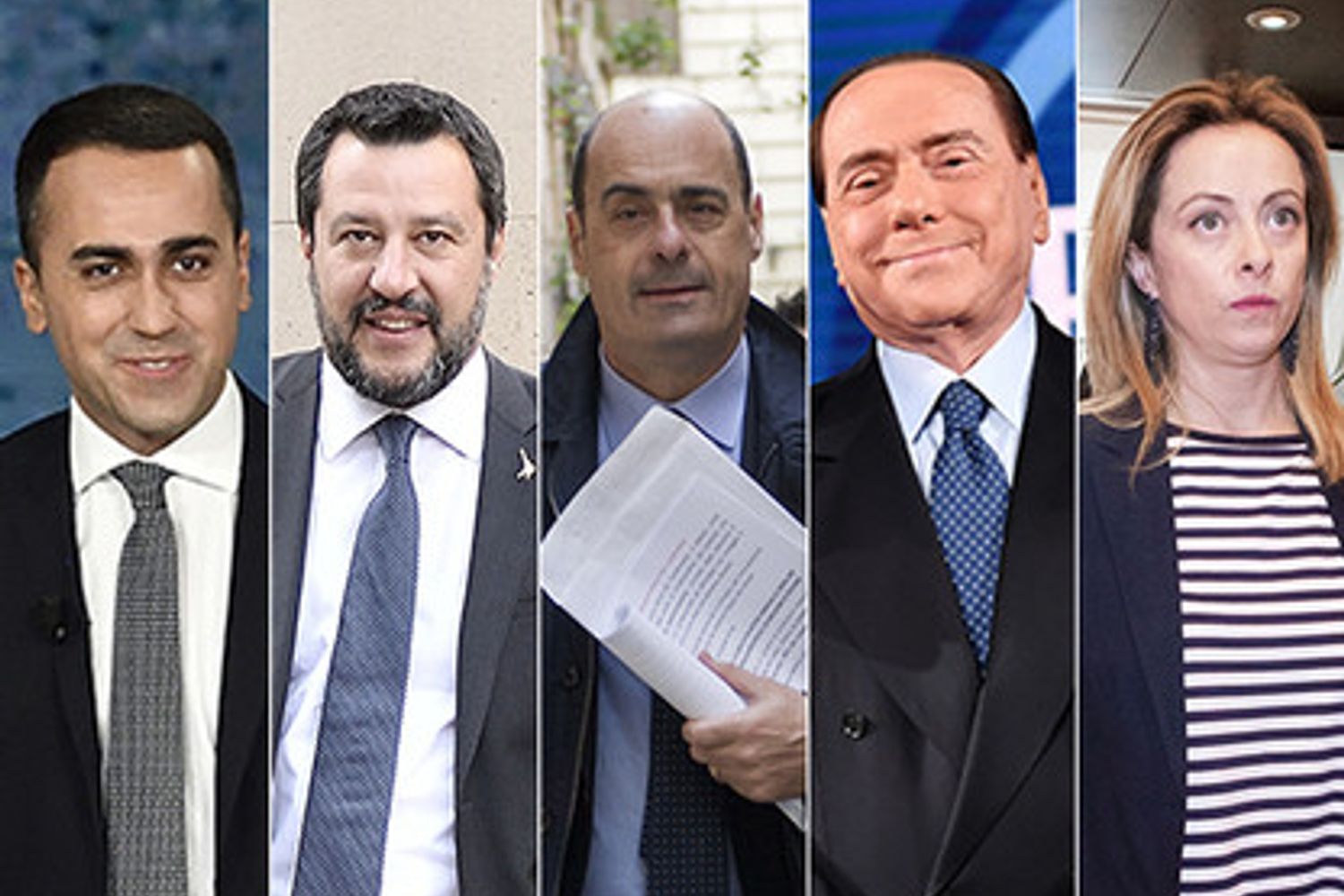 Di Maio, Salvini, Zingaretti, Berlusconi, Meloni