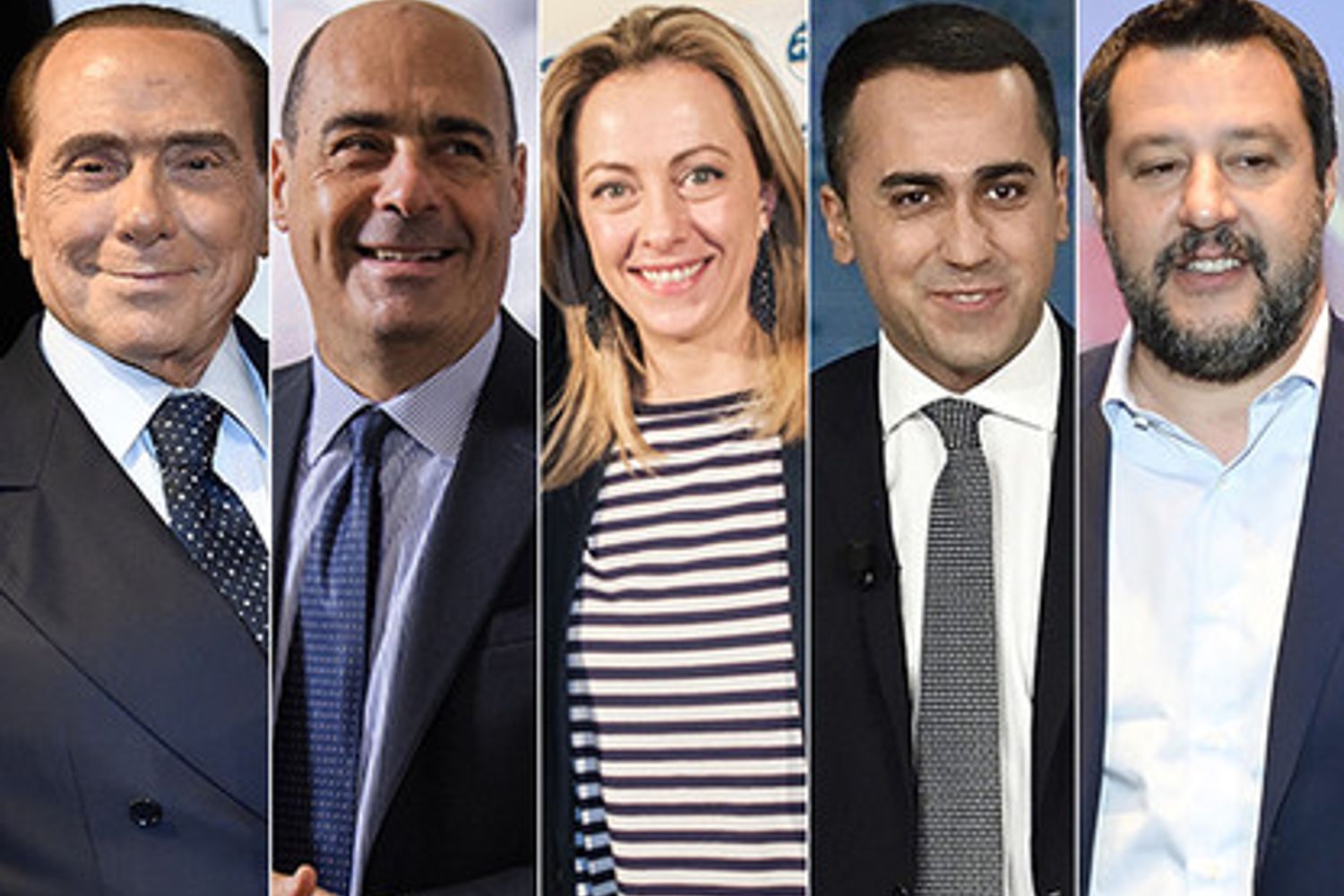 Berlusconi, Zingaretti, Meloni, Di Maio, Salvini
