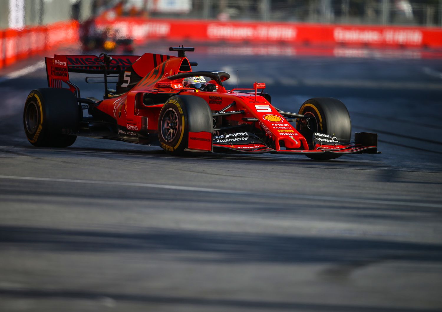 La ferrari di Sebastian Vettel al GP di Baku
