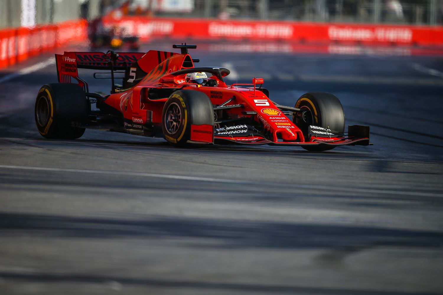 La ferrari di Sebastian Vettel al GP di Baku