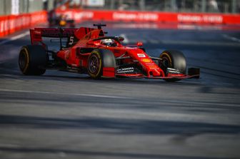 La ferrari di Sebastian Vettel al GP di Baku