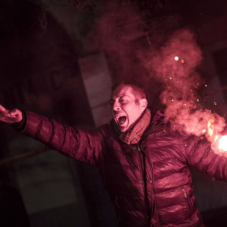 Il saluto romano di un militante di Forza Nuova&nbsp;