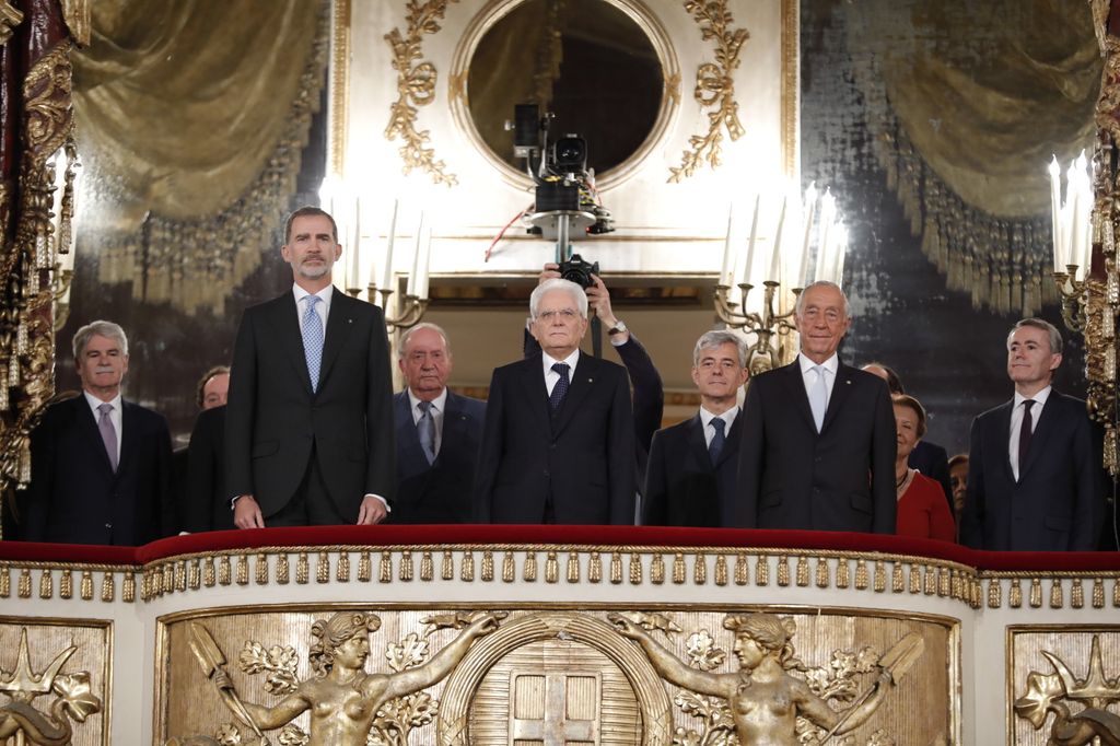 Il presidente Mattarella, tra il re di Spagna&nbsp;Felipe VI e il Presidente della Repubblica Portoghese Marcelo Rebelo de Sousa