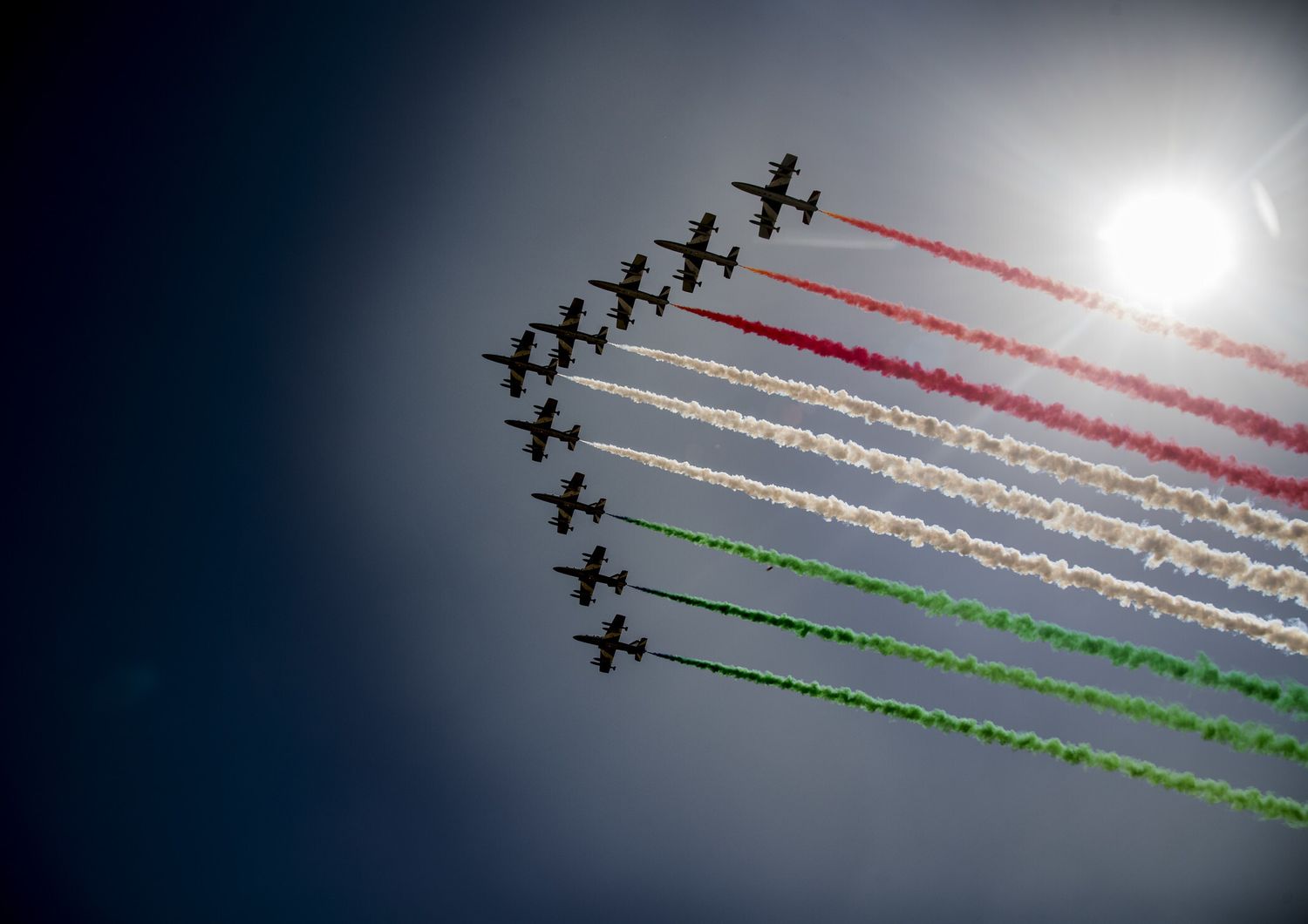 Il passaggio delle Frecce Tricolori durante la parata del 2 giugno del 2018