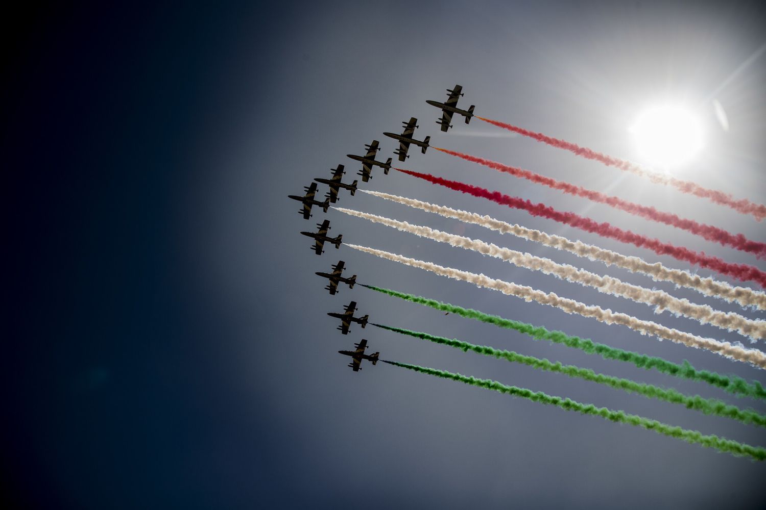 Il passaggio delle Frecce Tricolori durante la parata del 2 giugno del 2018