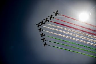 Il passaggio delle Frecce Tricolori durante la parata del 2 giugno del 2018
