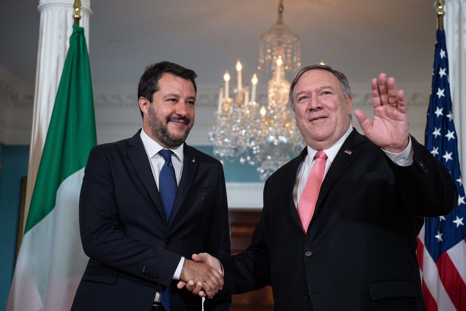Matteo Salvini e Mike Pompeo