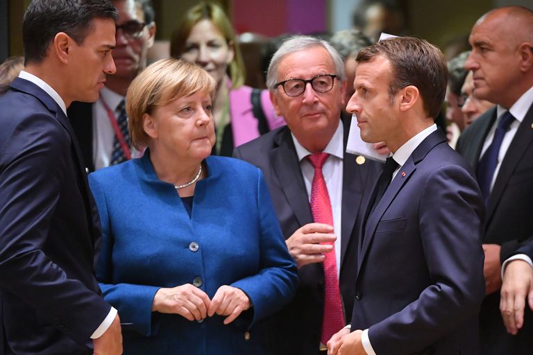 Pedro Sanchez, Angela Merkel, Jean-Claude Juncker ed Emmanuel Macron
